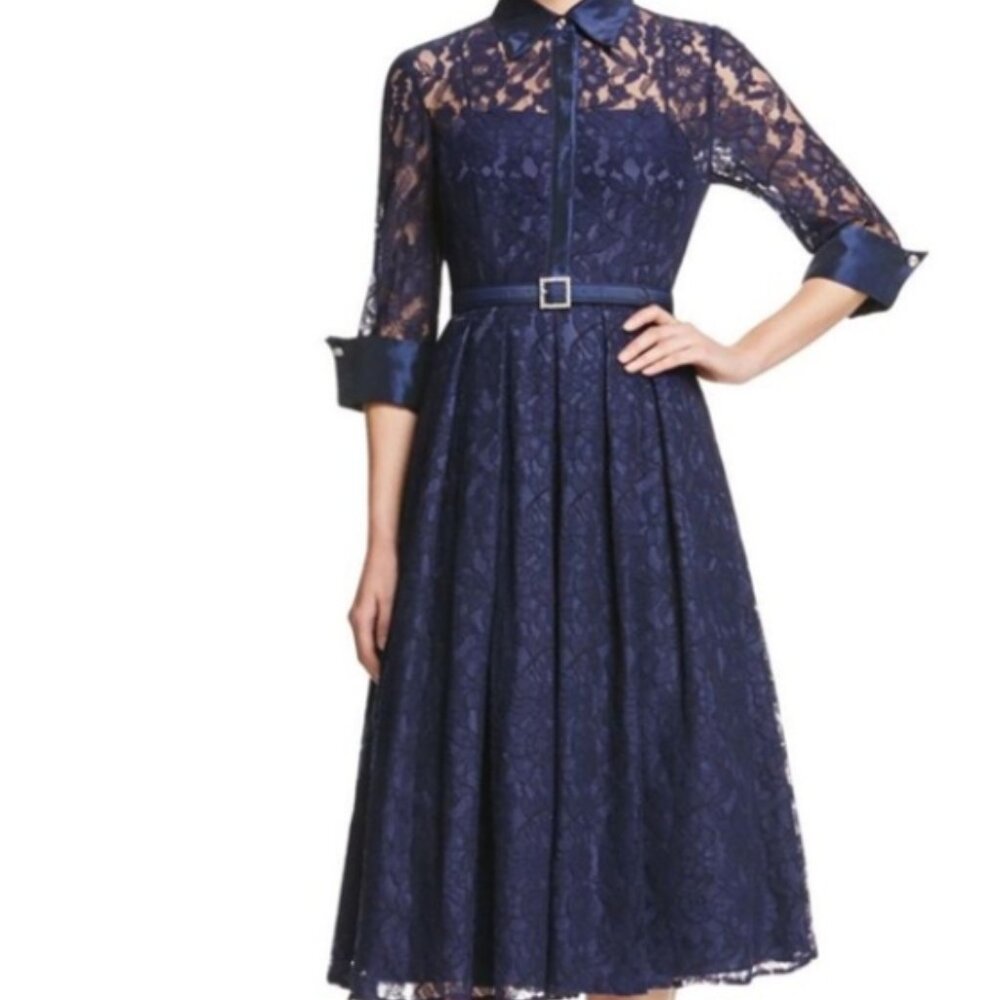 Fabulous Eliza J Lace & Taffeta Cocktail Dress in Blue Size 12